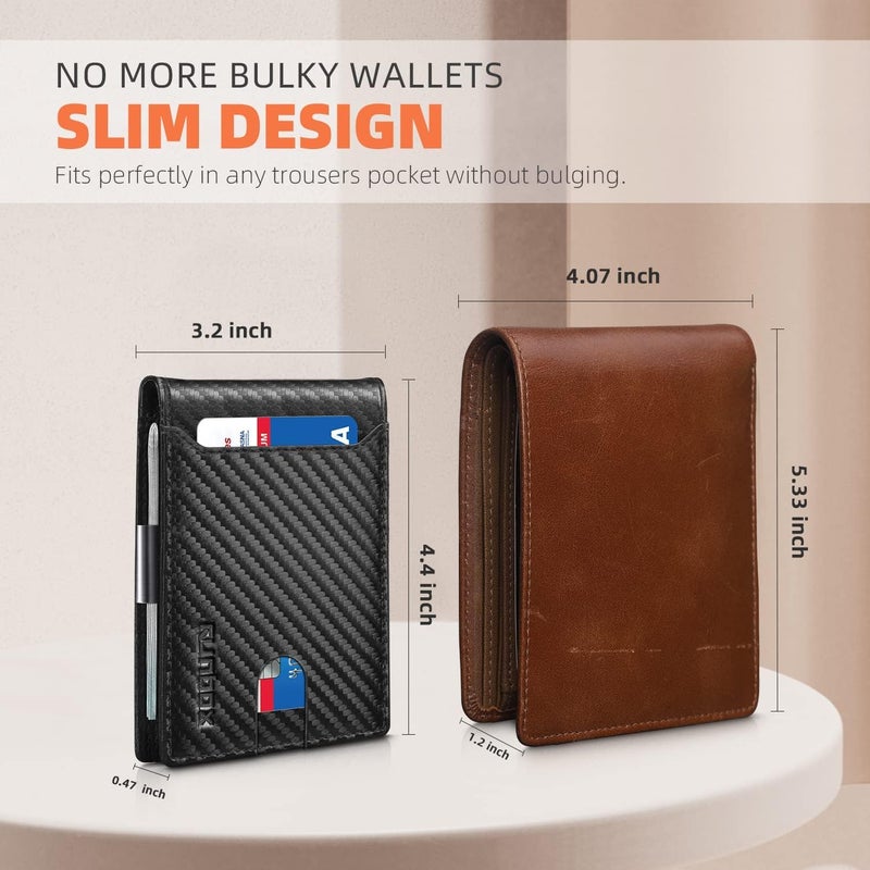 RUNBOX Money Clip Wallets for Men,Slim Leather Mens Bifold Wallet,RFID Blocking Front Pocket Wallet,Thin Credit Card Holder with Gift Box - Image 3